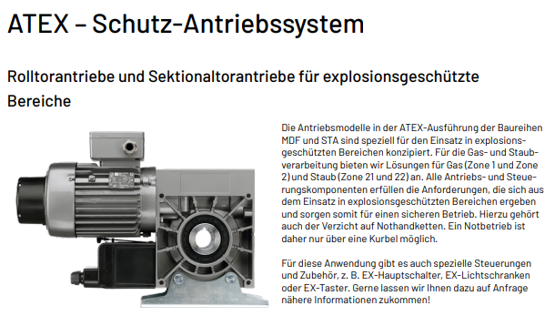 Marantec ATEX Antriebssysteme für explosionsgeschützte Bereiche